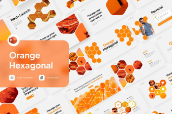 Hexagonal Orange Infographic  PowerPoint Template